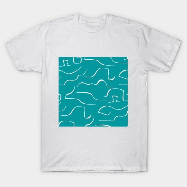 Breeze blue color wavey pattern T-Shirt by Shineyarts